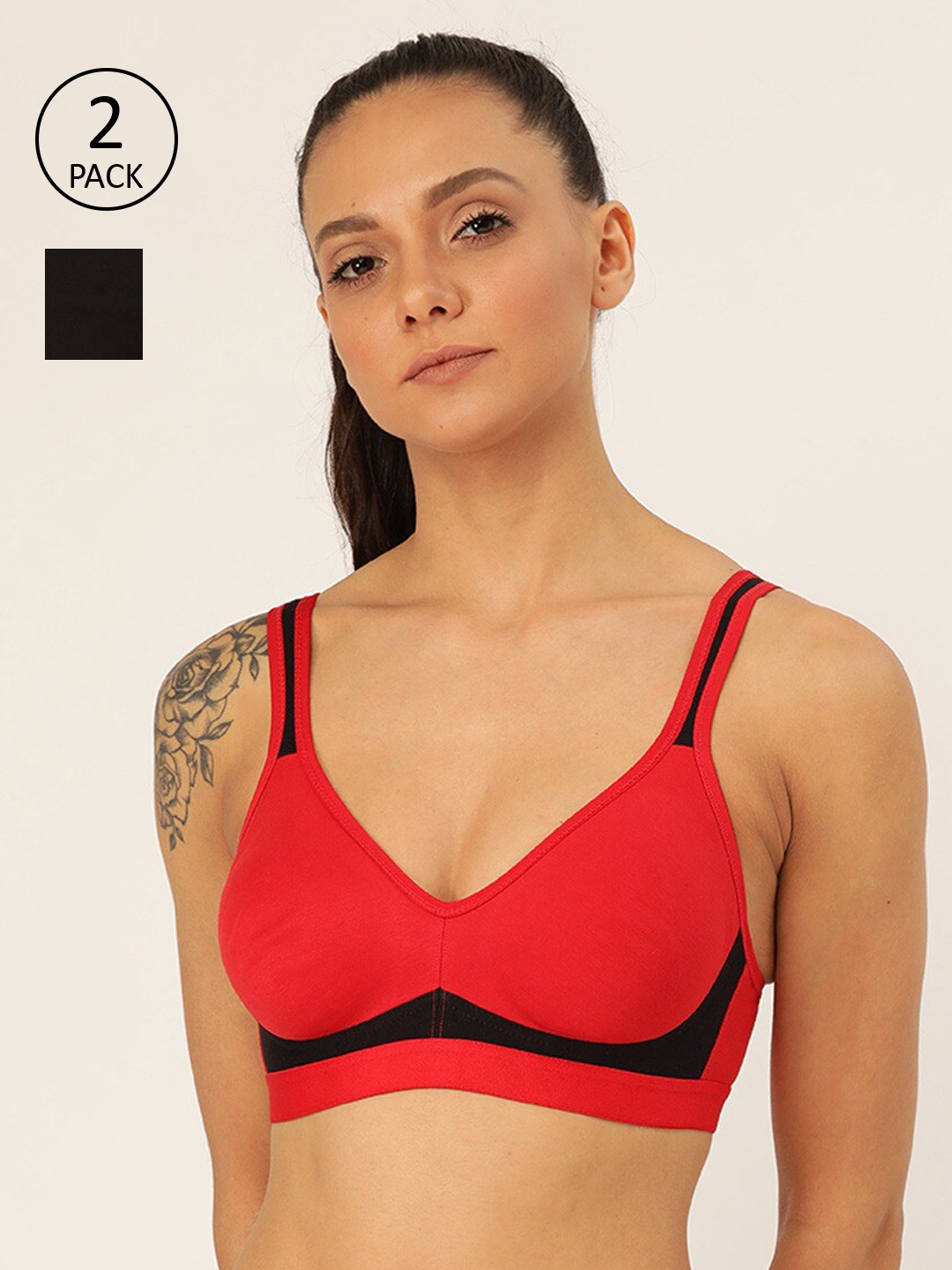 

Lady Lyka Pack of 2 Solid Non-Wired Non Padded Beginners Bra, Red