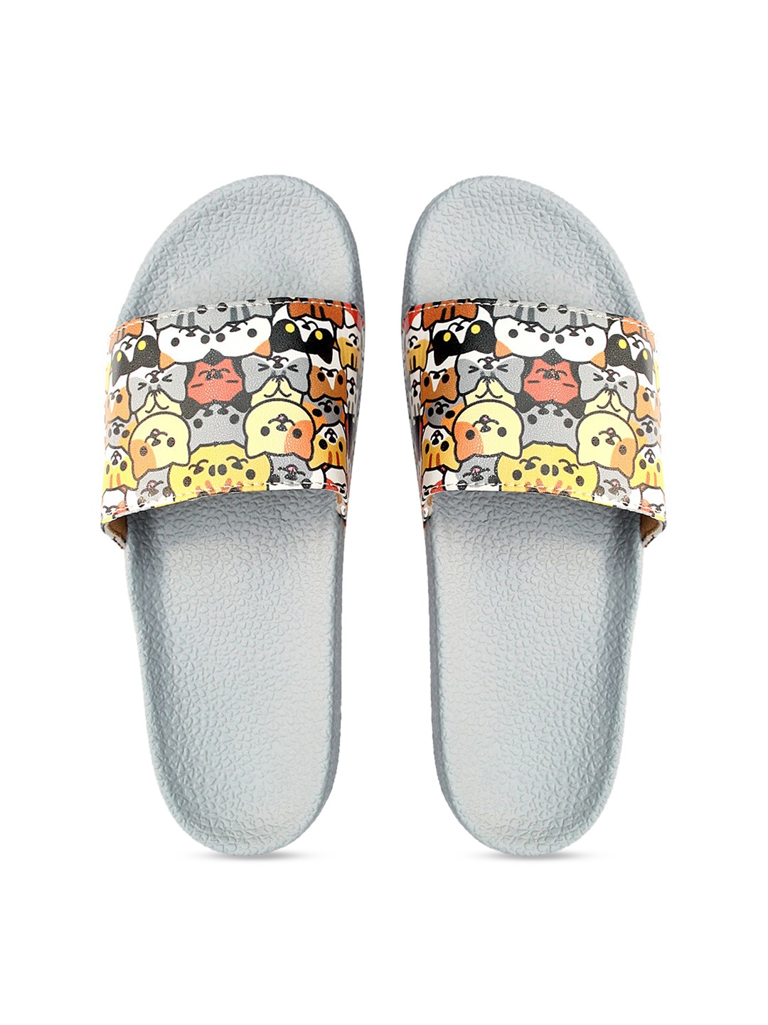 

FREECO Women Multicoloured Kitty Printed Sliders, Multi