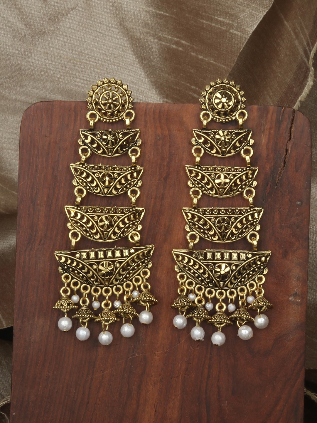 

ANIKAS CREATION Gold-Plated Classic Drop Earrings