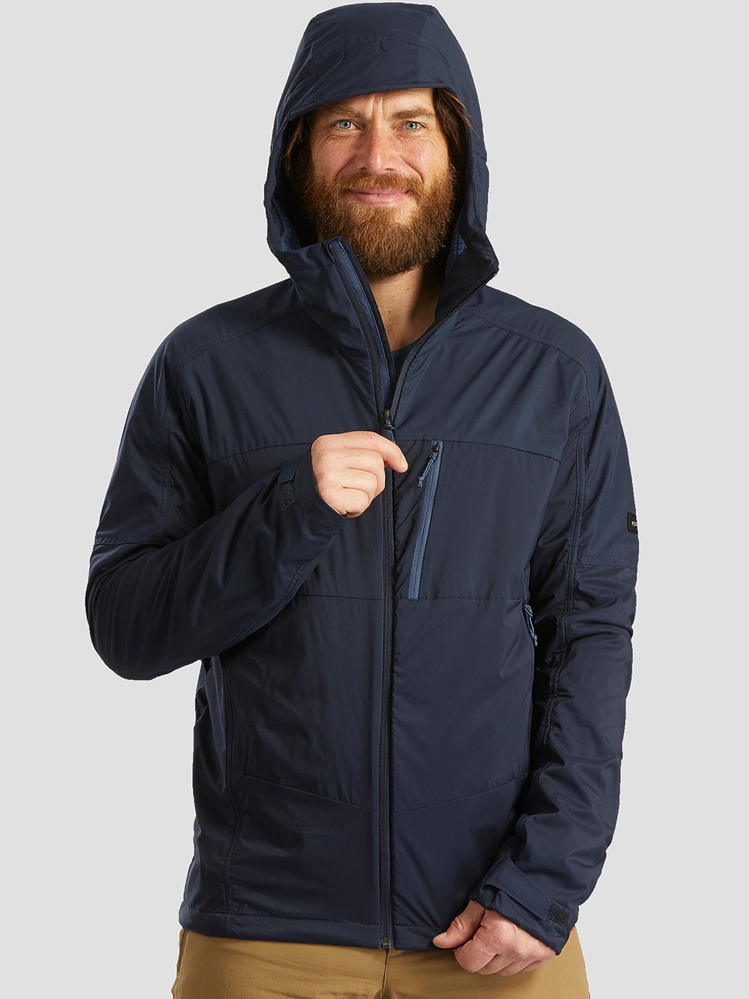 

FORCLAZ By Decathlon Men Navy Blue Solid Windcheater Hiking and Trekking Jacket