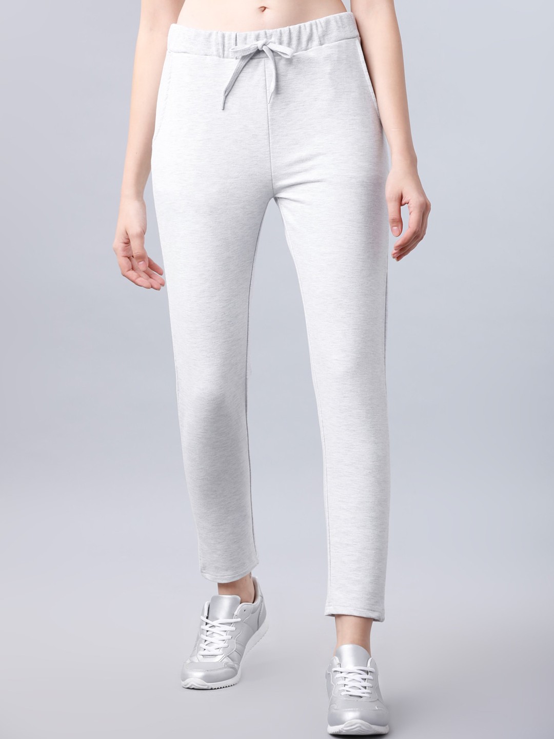 

Tokyo Talkies Women Off-White Solid Slim-Fit Track Pants