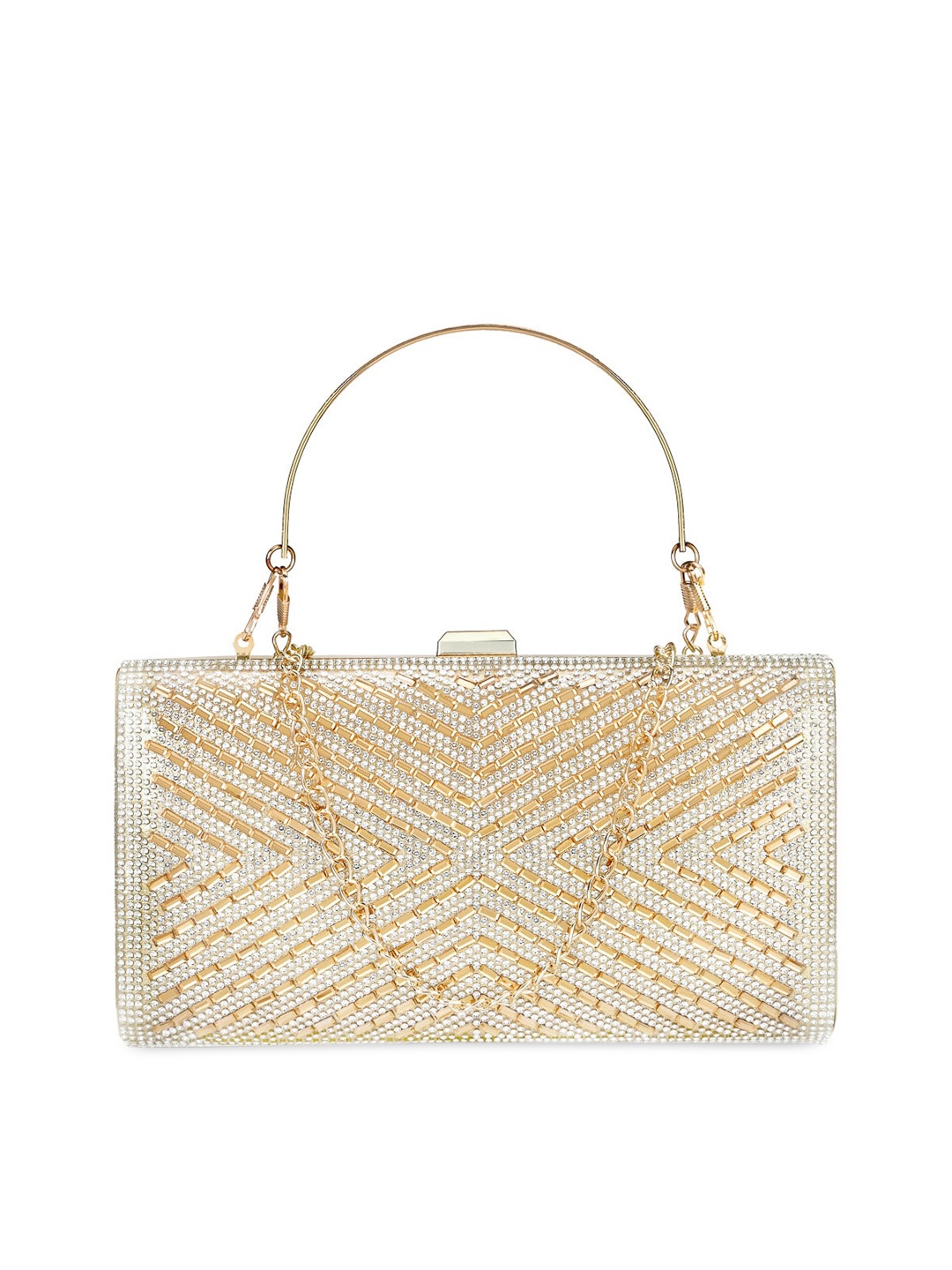 

WELBAWT Gold-Toned Embellished Box Clutch