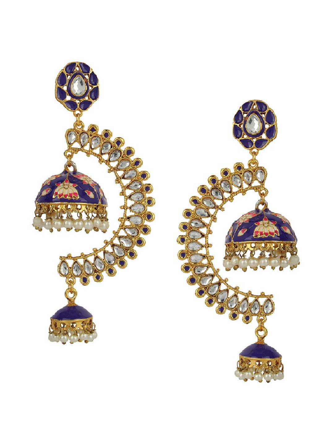 

ANIKAS CREATION Gold-Plated & Purple Dome Shaped Jhumkas