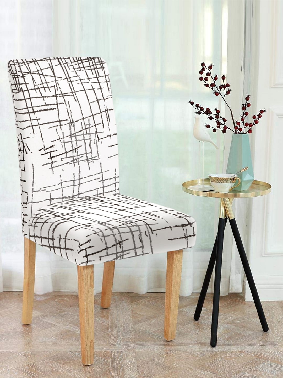 Cortina Set of 4 Printed Chair Seat Covers, White