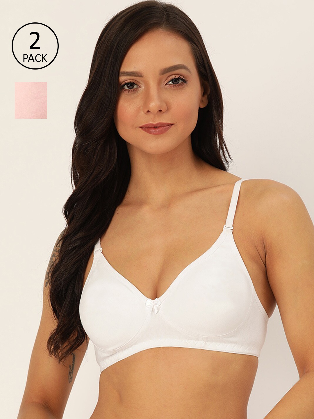 

Lady Lyka Pack Of 2 Solid Non-Wired Non Padded Everyday Bras ENTIZER-11, Pink
