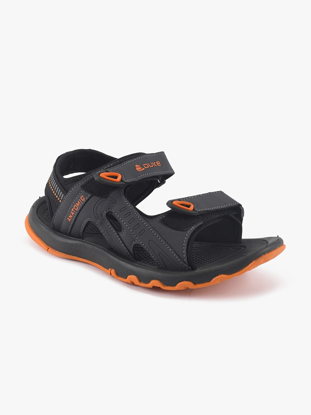 

Duke Men Charcoal Grey & Black Sports Sandals