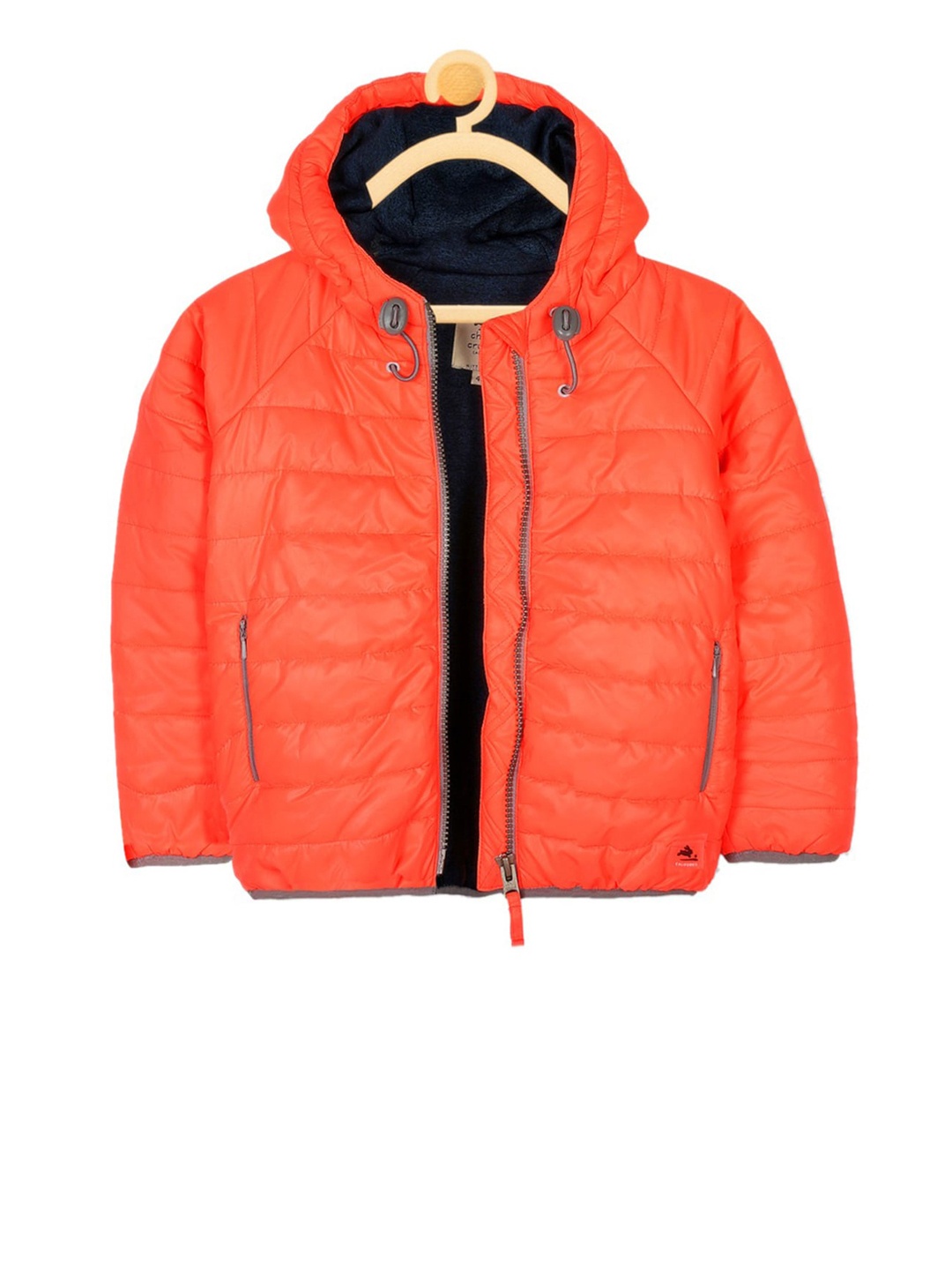 

Cherry Crumble Boys and Girls Orange Solid Durable Warm hooded Jacket