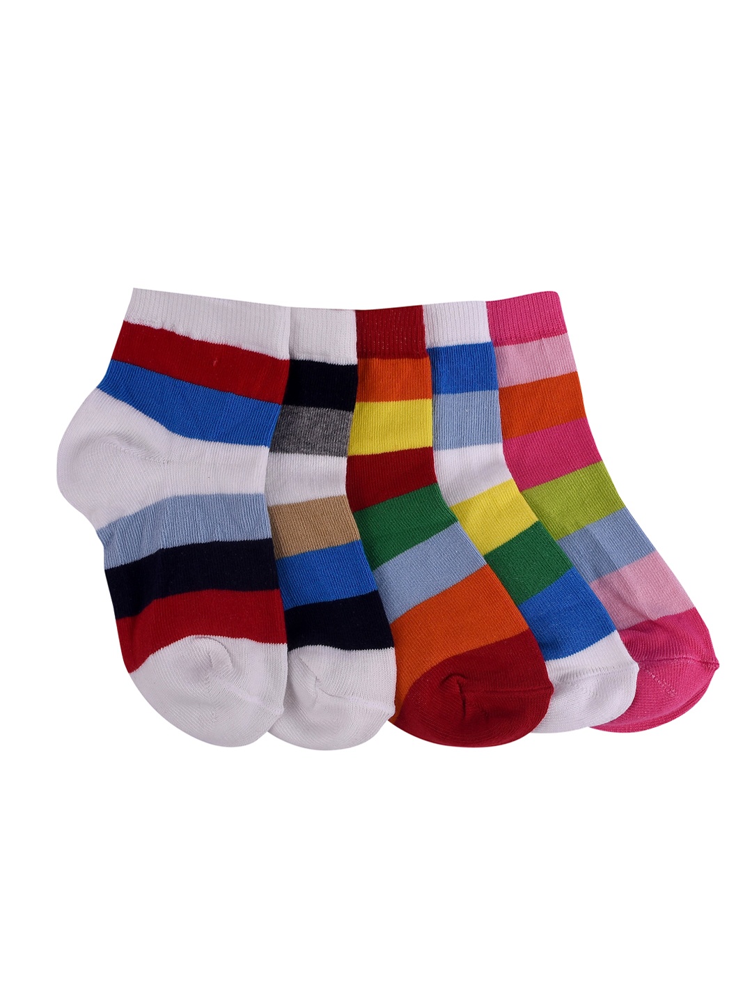 

FOOTPRINT 5 Pairs Infant Kids Patterned Ankle-Length Organic Cotton Socks, White