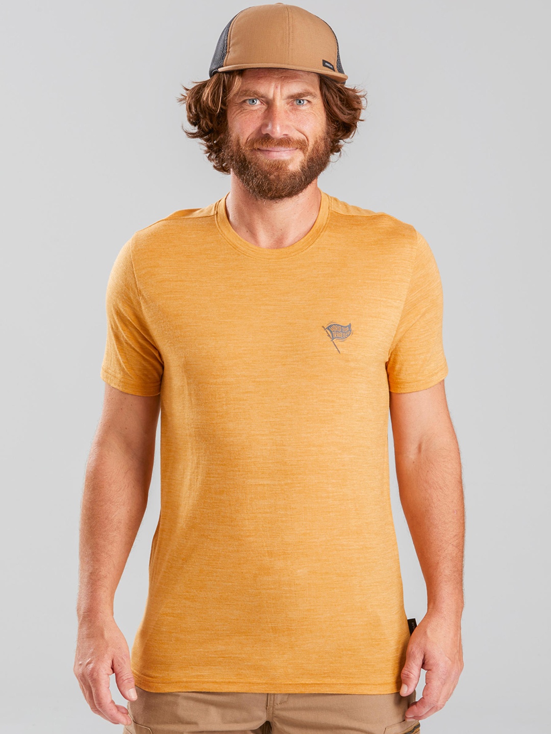 

FORCLAZ By Decathlon Men Orange Merino Wool Travel Hiking & Trekking T-shirt