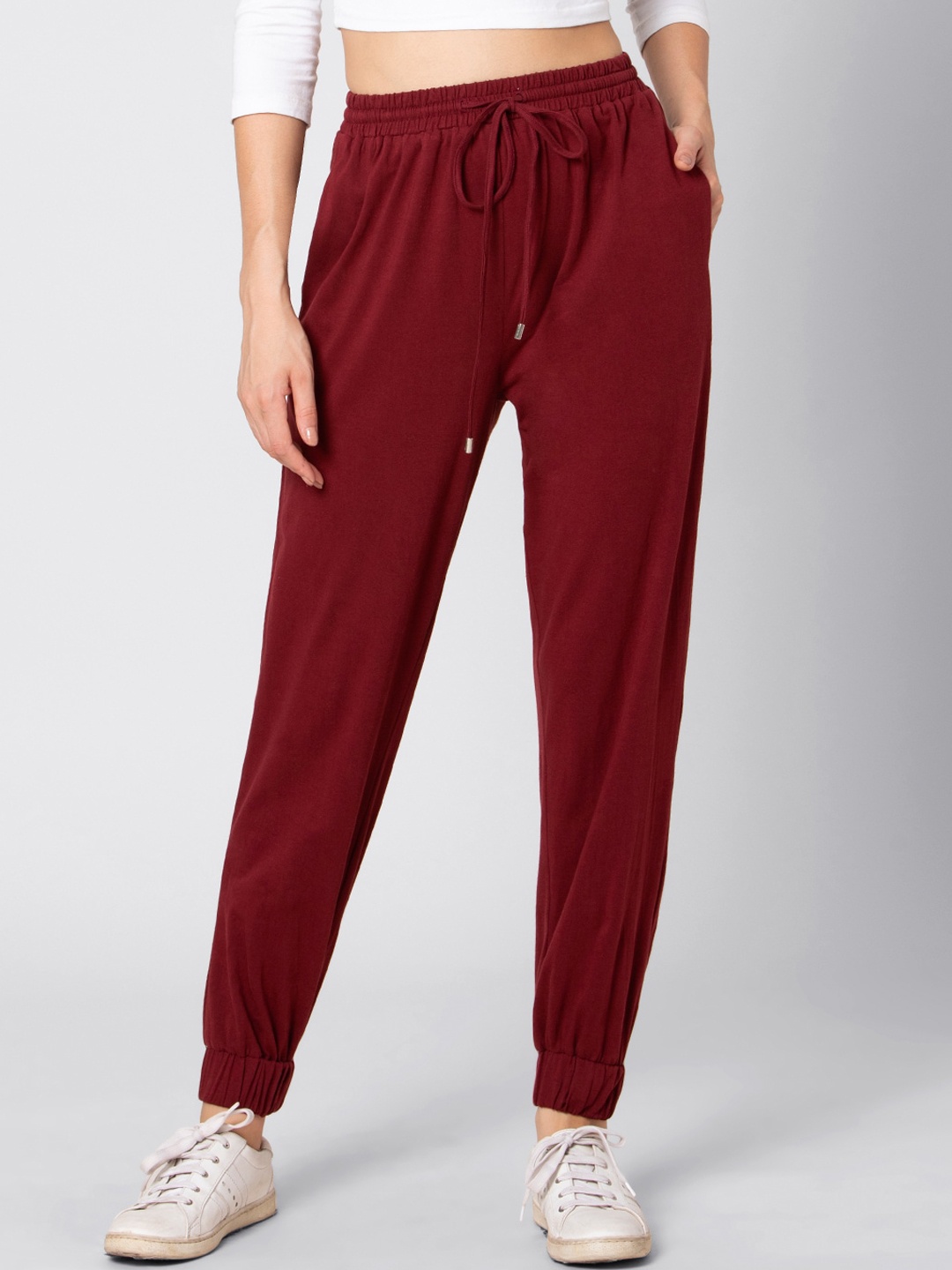 

FabAlley Women Maroon Regular Fit Solid Joggers