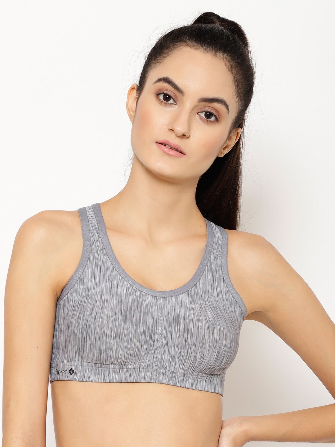 

Floret Grey Melange Solid Non-Wired Lightly Padded Workout Bra T3066_Cool Grey_30B