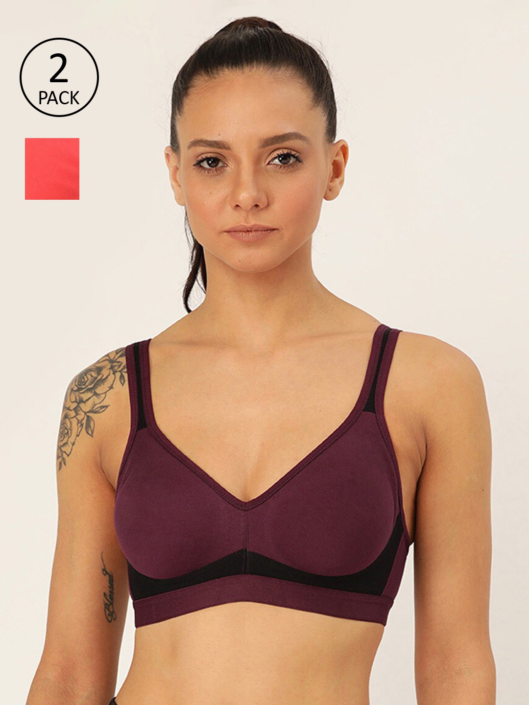 

Lady Lyka Pack of 2 Solid Non-Wired Non Padded Beginners Bra, Purple