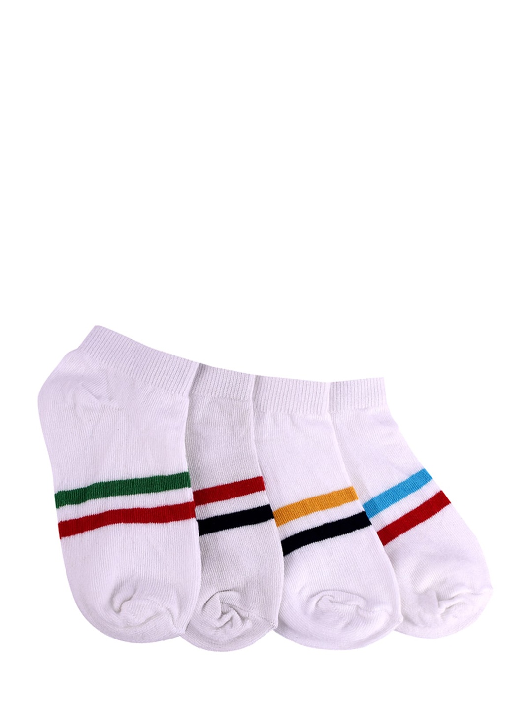 

FOOTPRINT 4 Pairs Infant Kids Patterned Ankle-Length Organic Cotton Socks, White