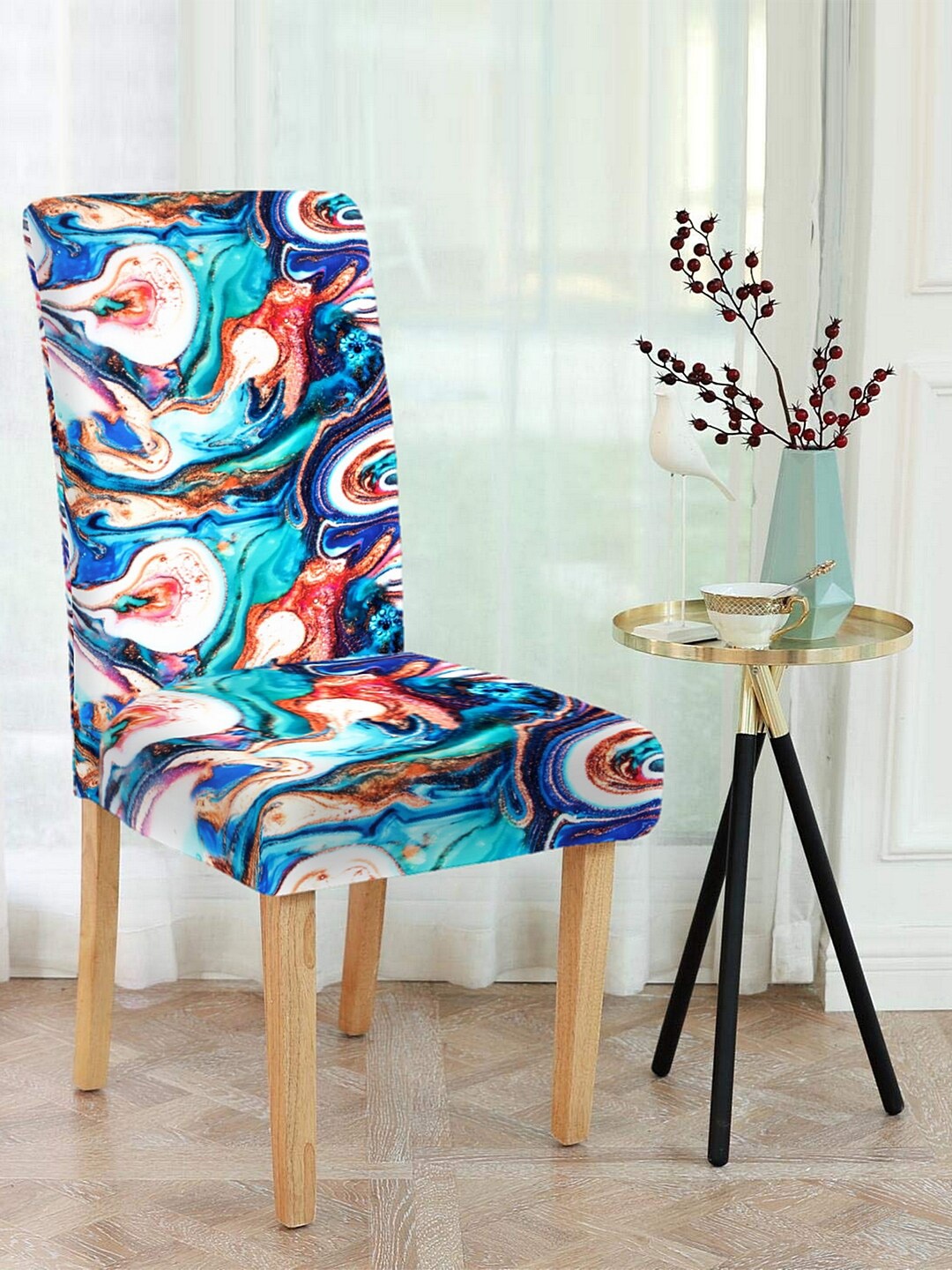 

Cortina Set of 4 Multicolored Printed Chair Covers, Multi