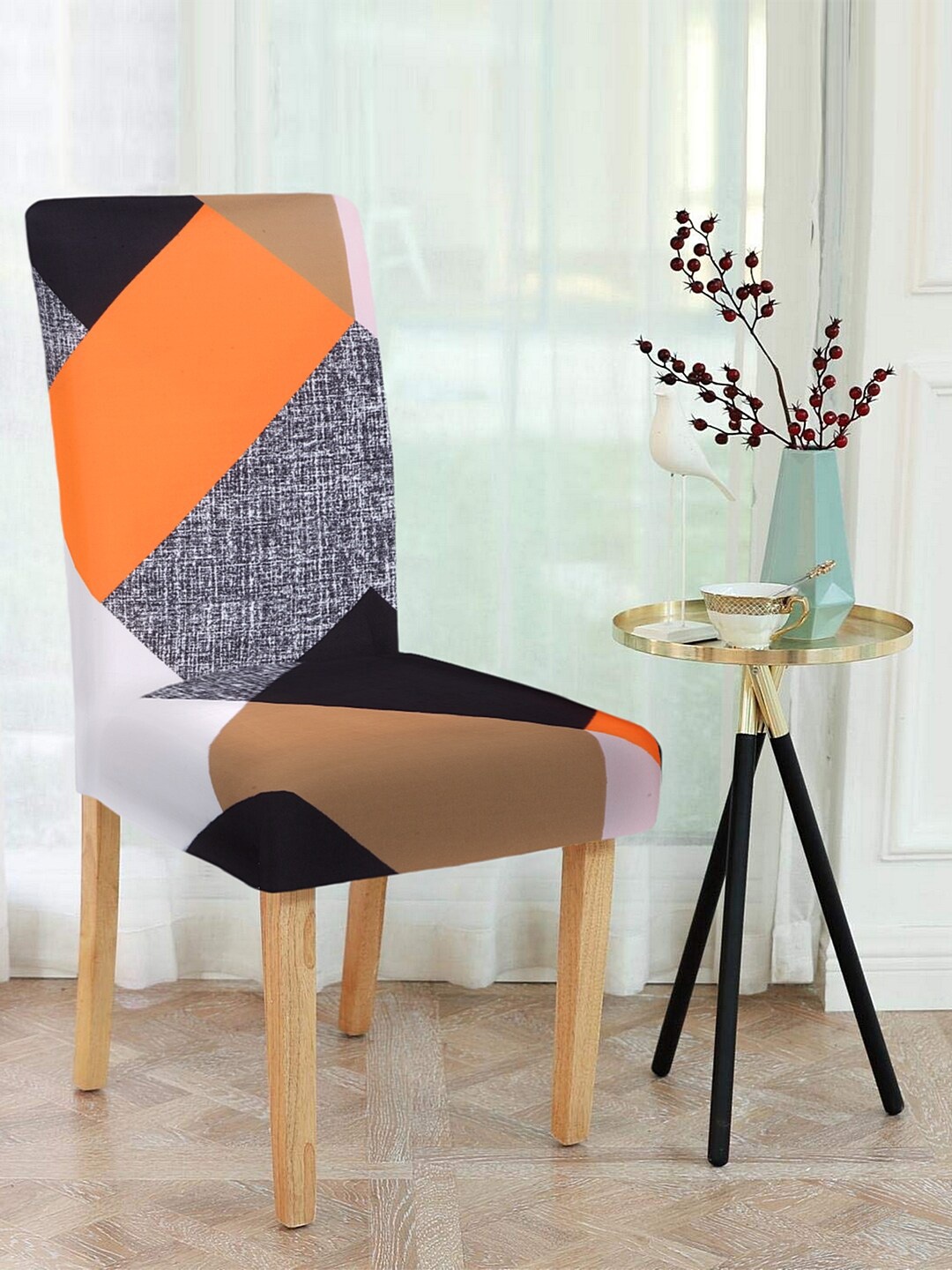 

Cortina Set Of 6 Grey & Orange Colourblocked Chair Covers