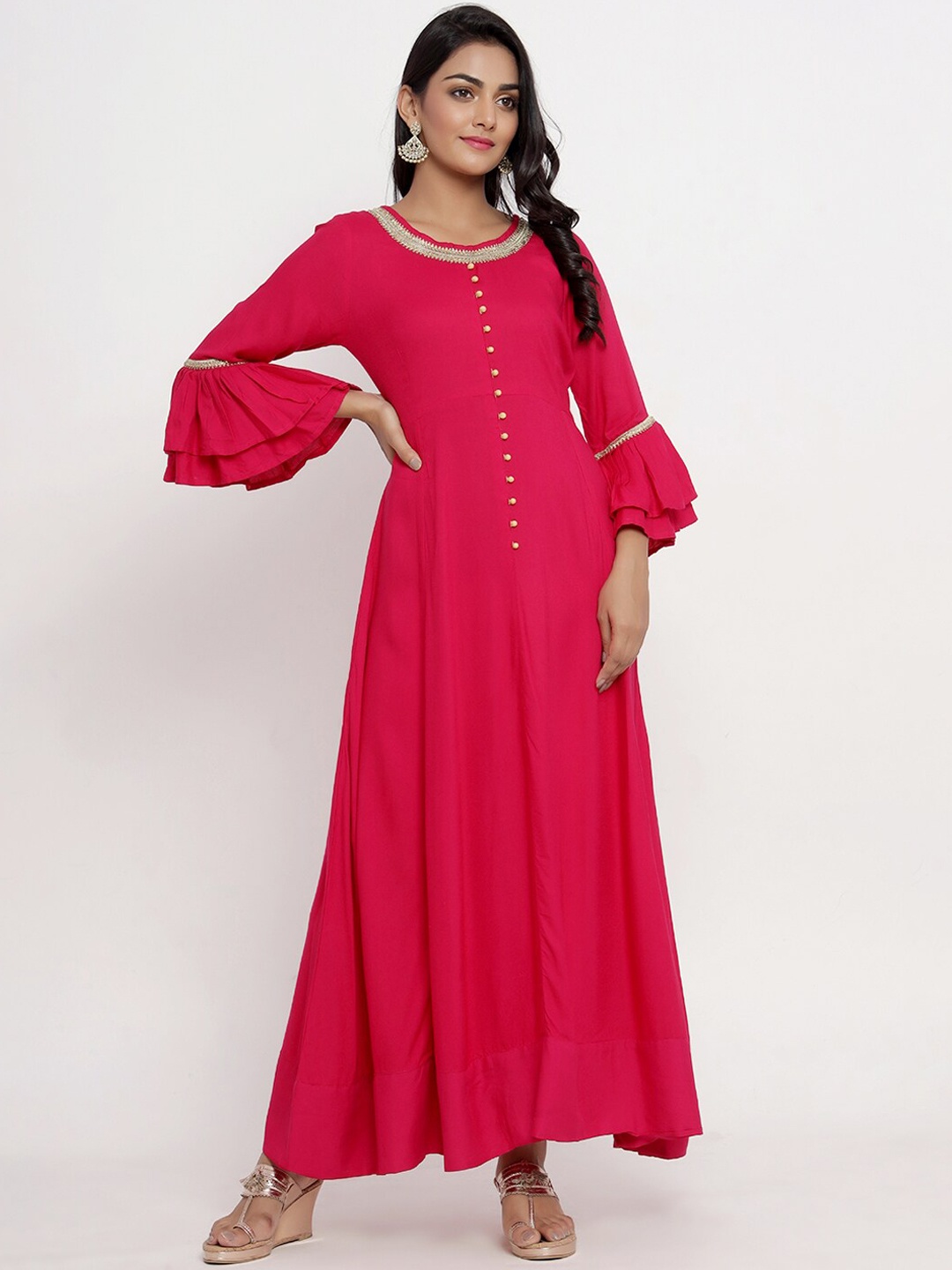 

Indi INSIDE Women Magenta Solid A-Line Kurta