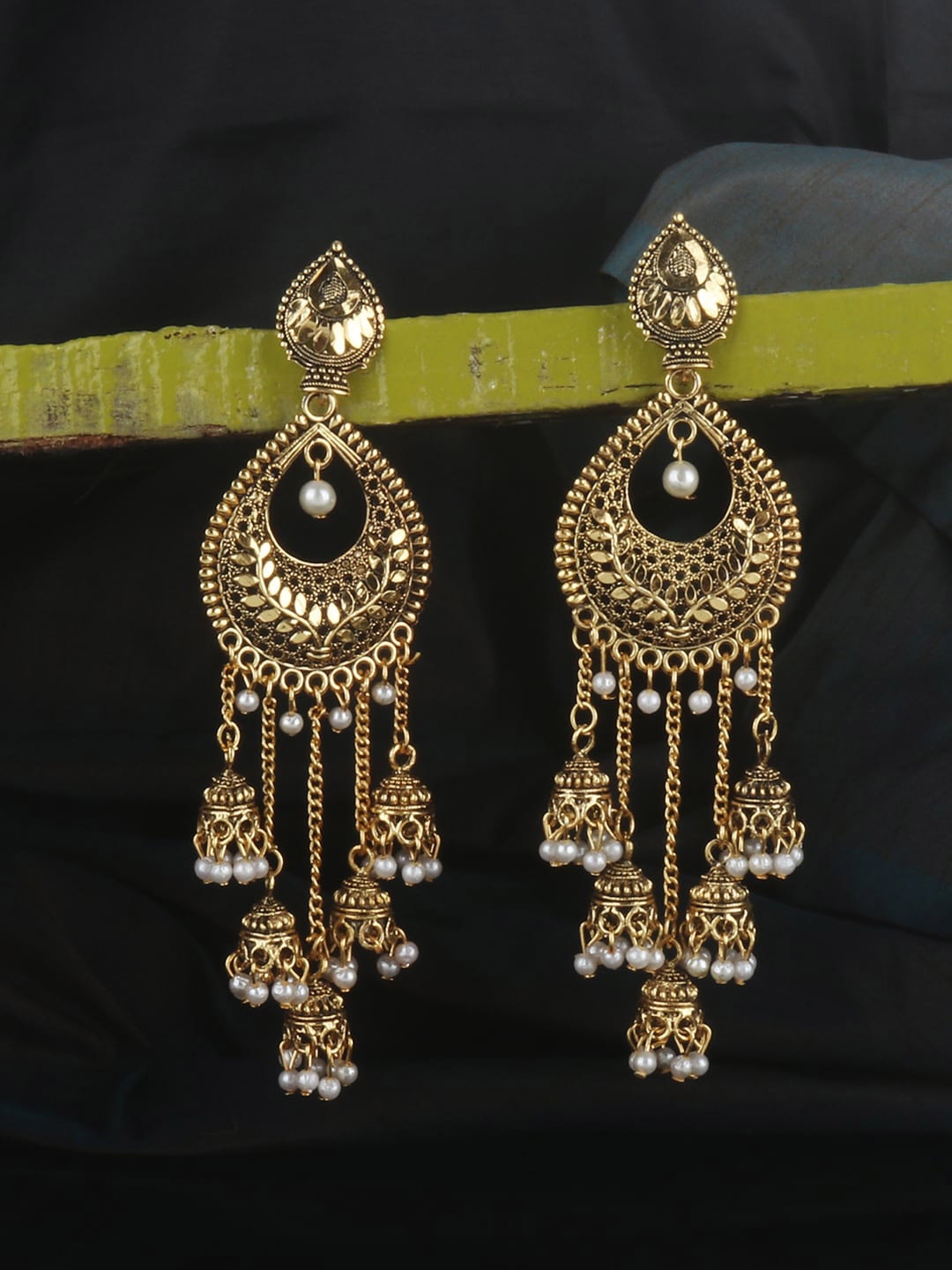 

ANIKAS CREATION Gold-Toned Drop Earrings