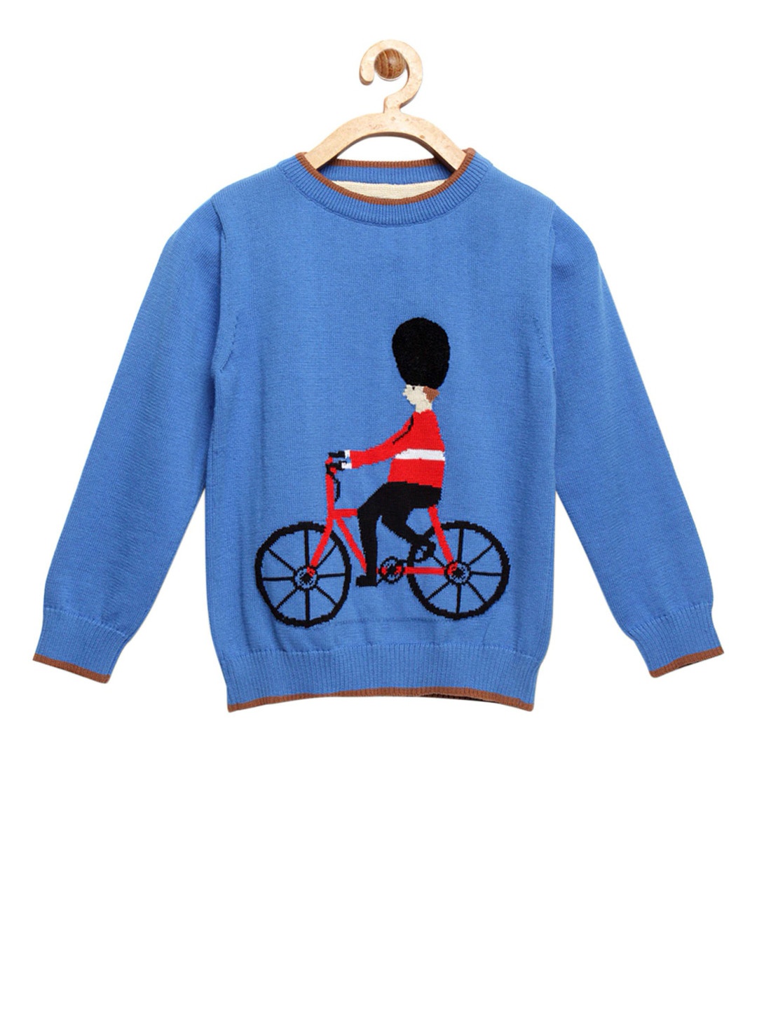 

Cherry Crumble Boys Blue Solid Embroidered Royal Guard Sweater