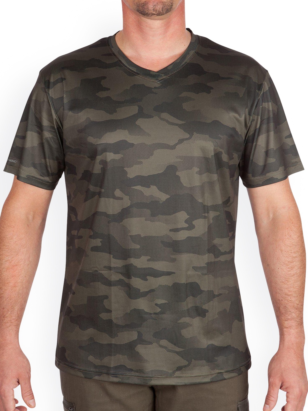 

SOLOGNAC By Decathlon Men Green Camouflage Hiking Tshirts, Olive