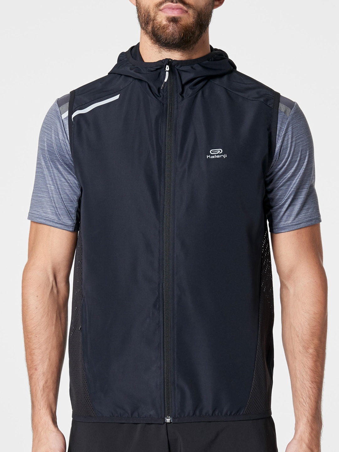 

Kalenji By Decathlon Men Solid Black Windcheater Running Sporty Jacket