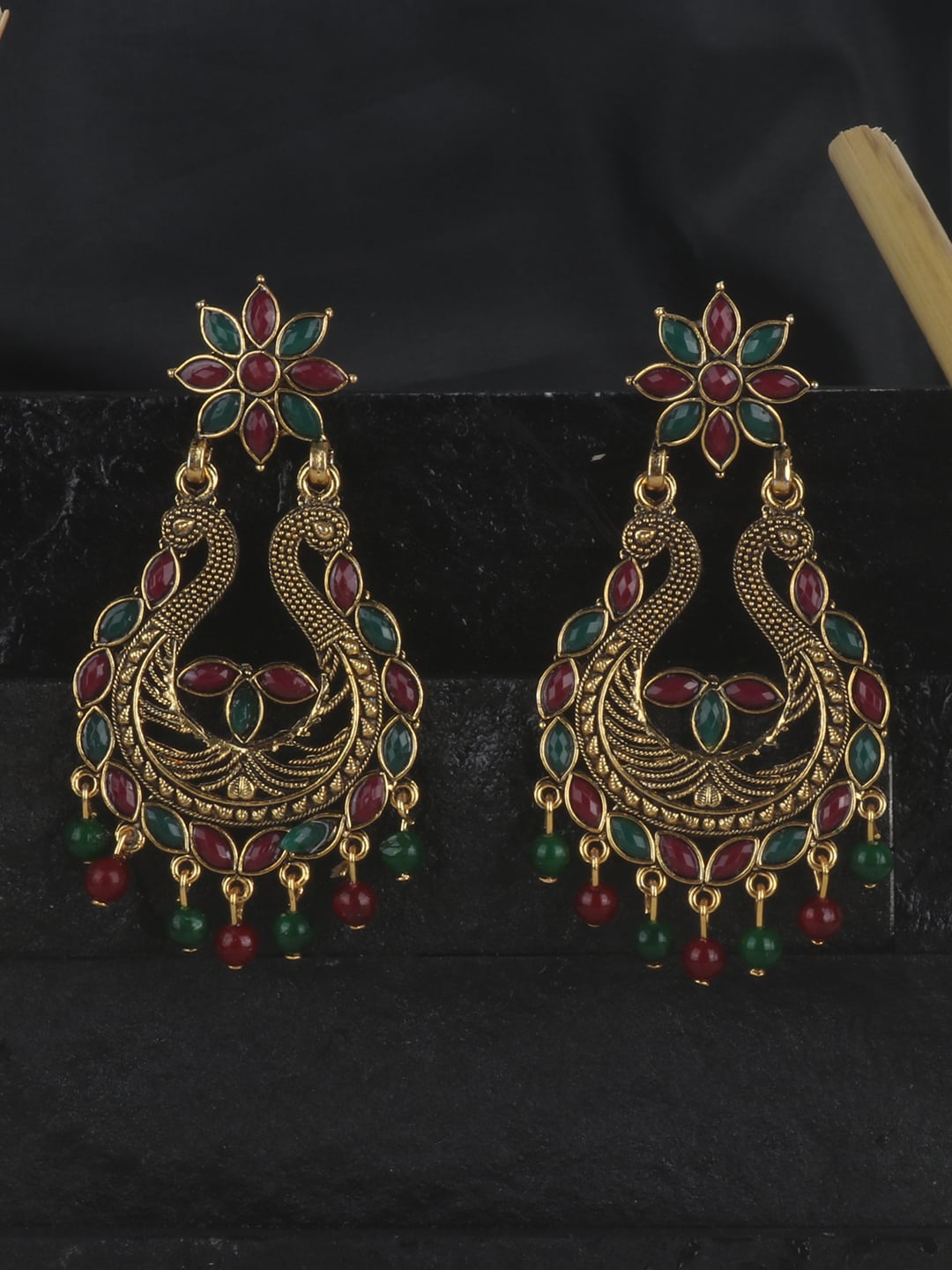 

ANIKAS CREATION Multicoloured Teardrop Shaped Drop Earrings, Multi
