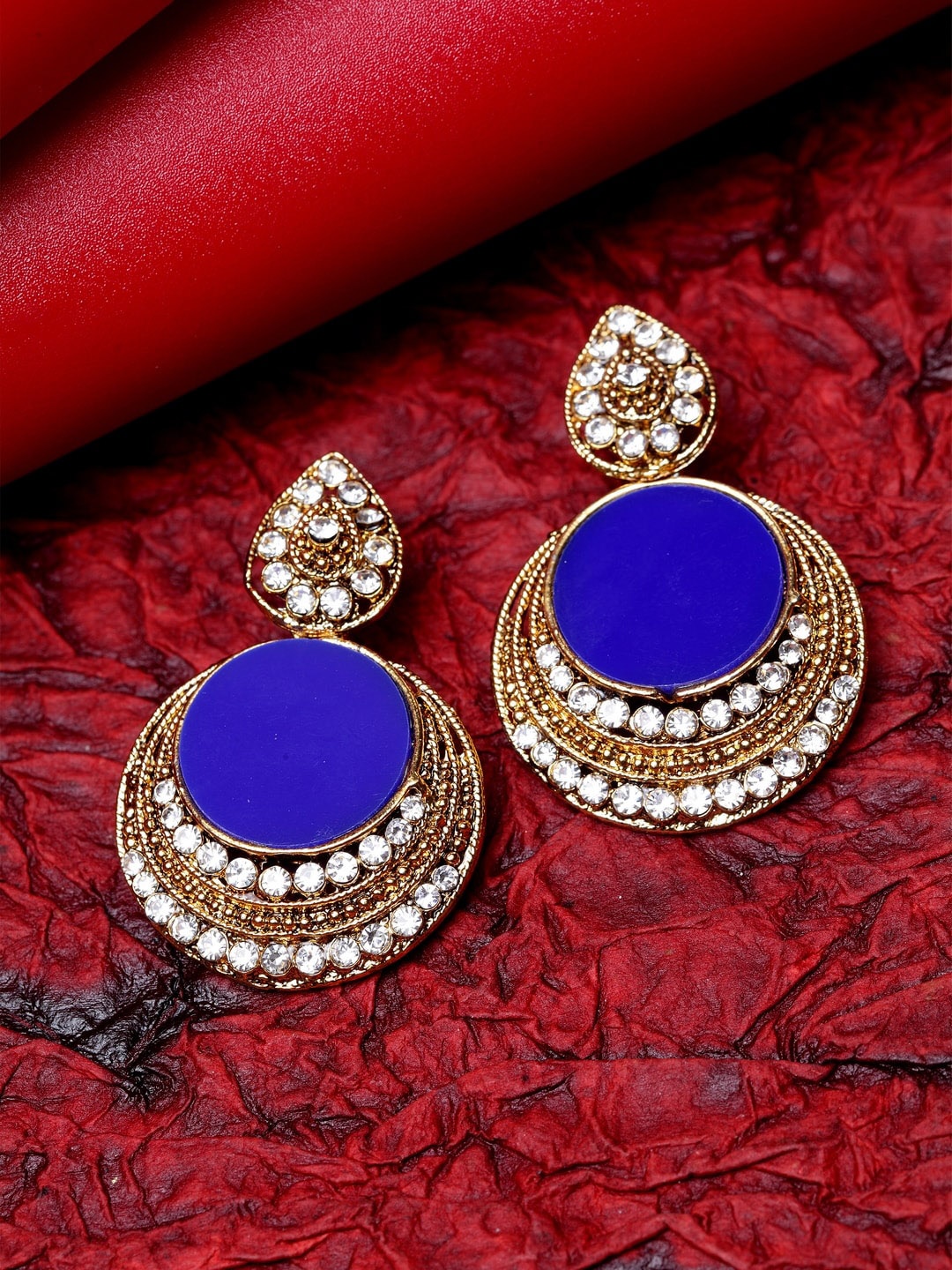 

ANIKAS CREATION Gold-Plated & Blue Classic Studs