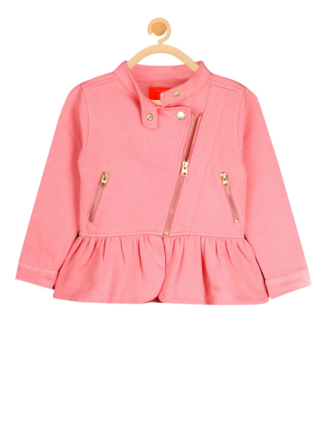 

Cherry Crumble Girls Pink Solid Tailored Jacket