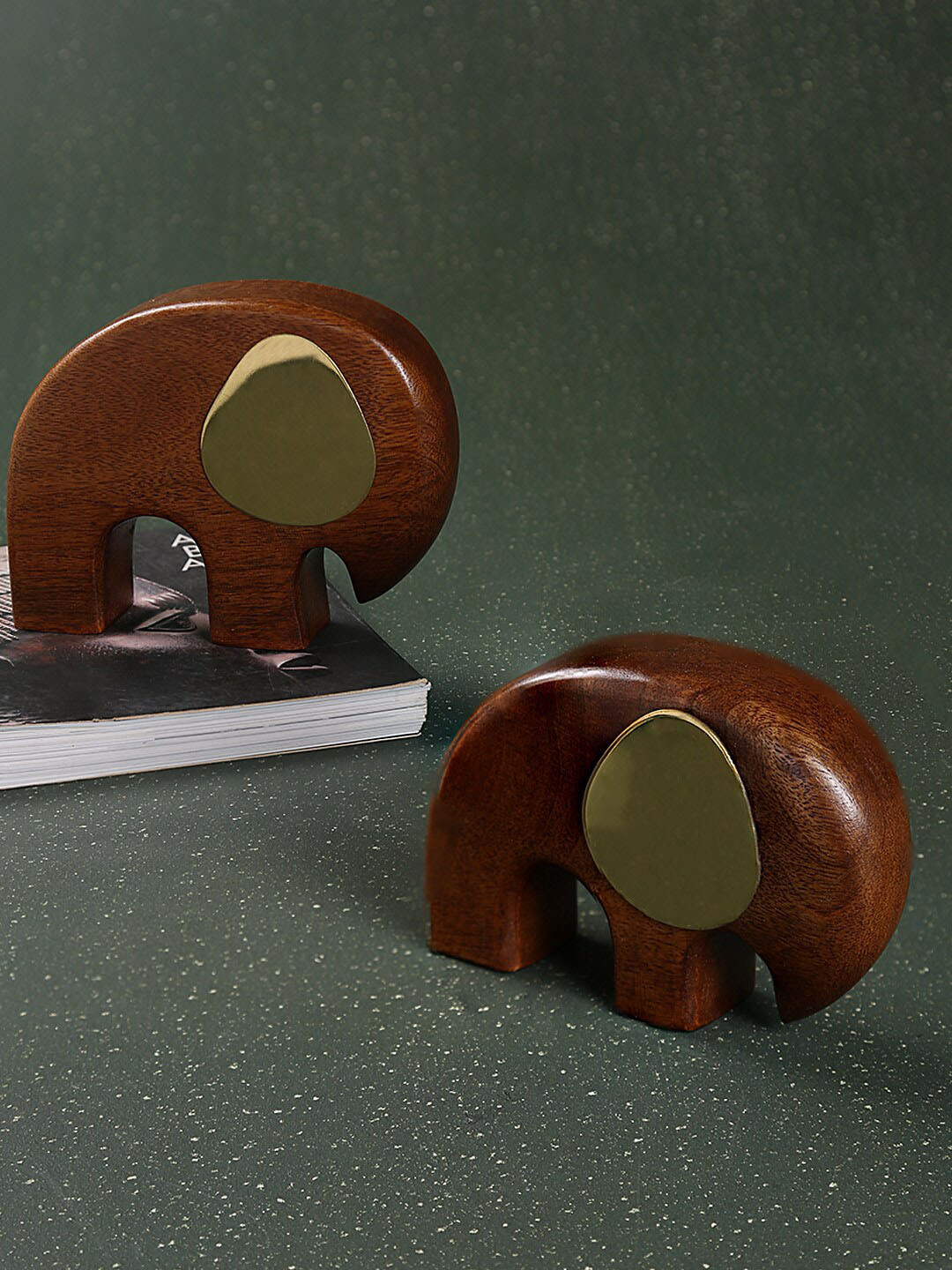 

ELLEMENTARY Set Of 2 Brown Minikin Accent Showpieces
