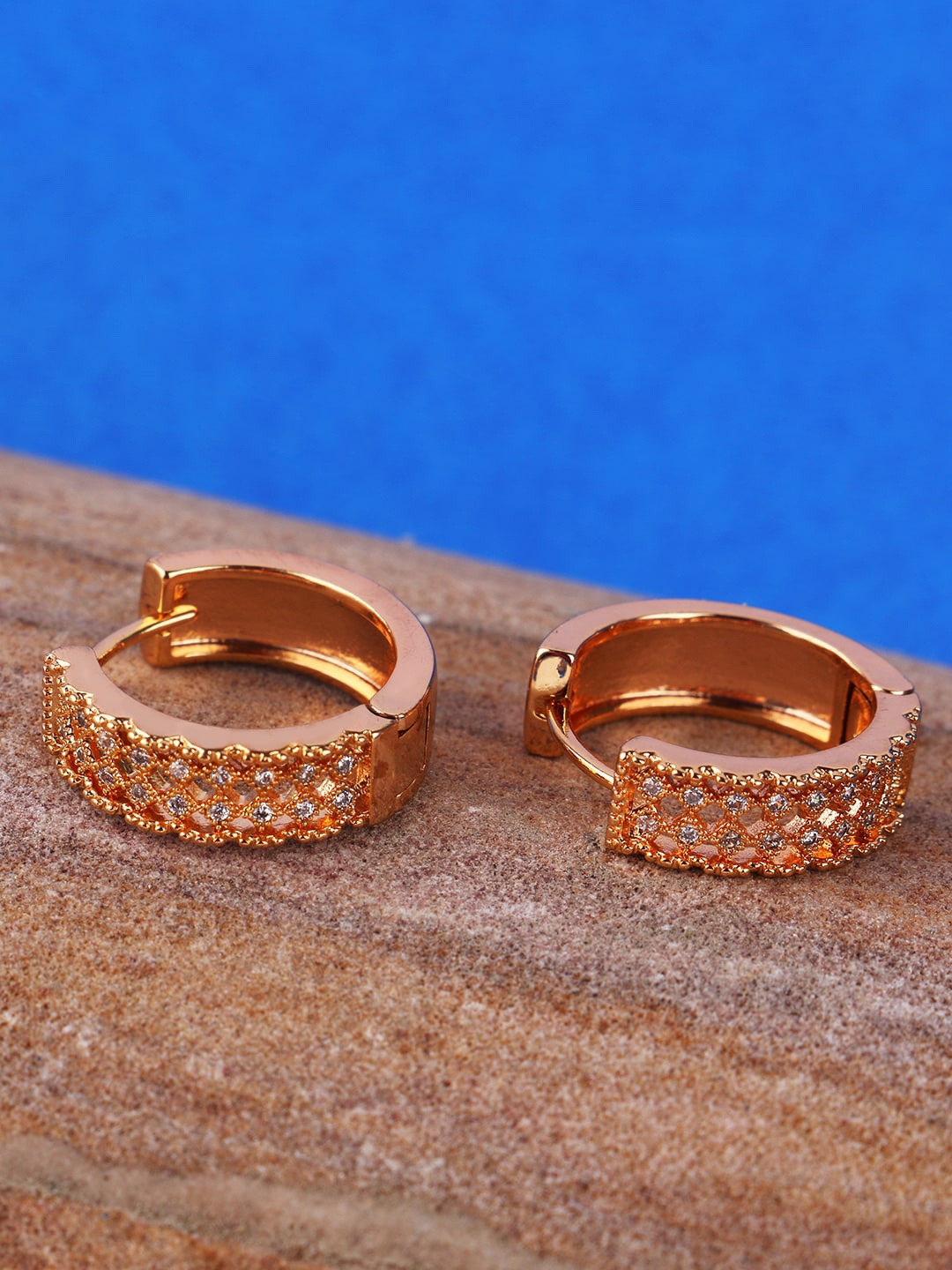 

ANIKAS CREATION Gold-Plated Handcrafted Circular Hoop Earrings