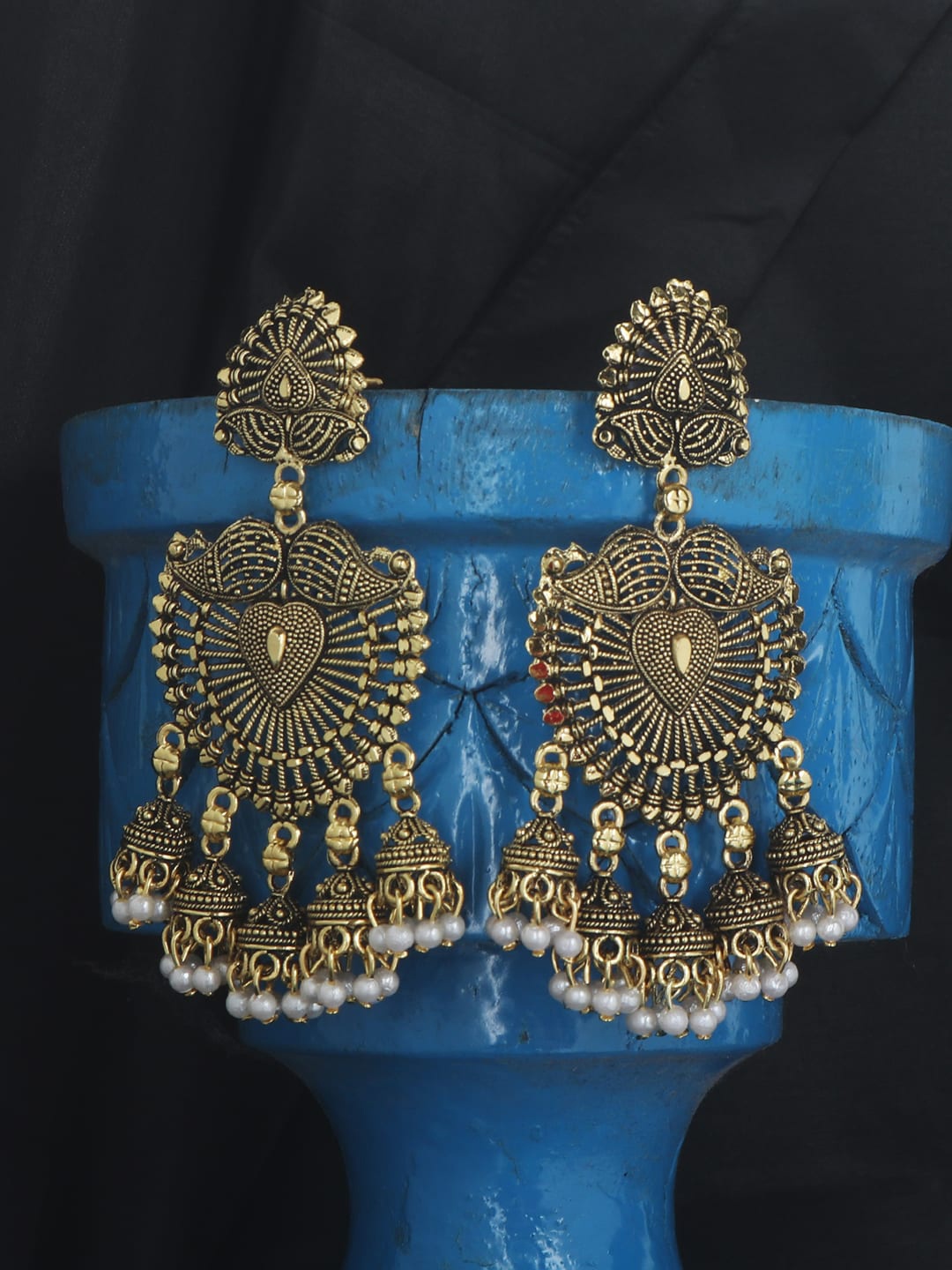 

ANIKAS CREATION Gold-Toned Dome Shaped Jhumkas