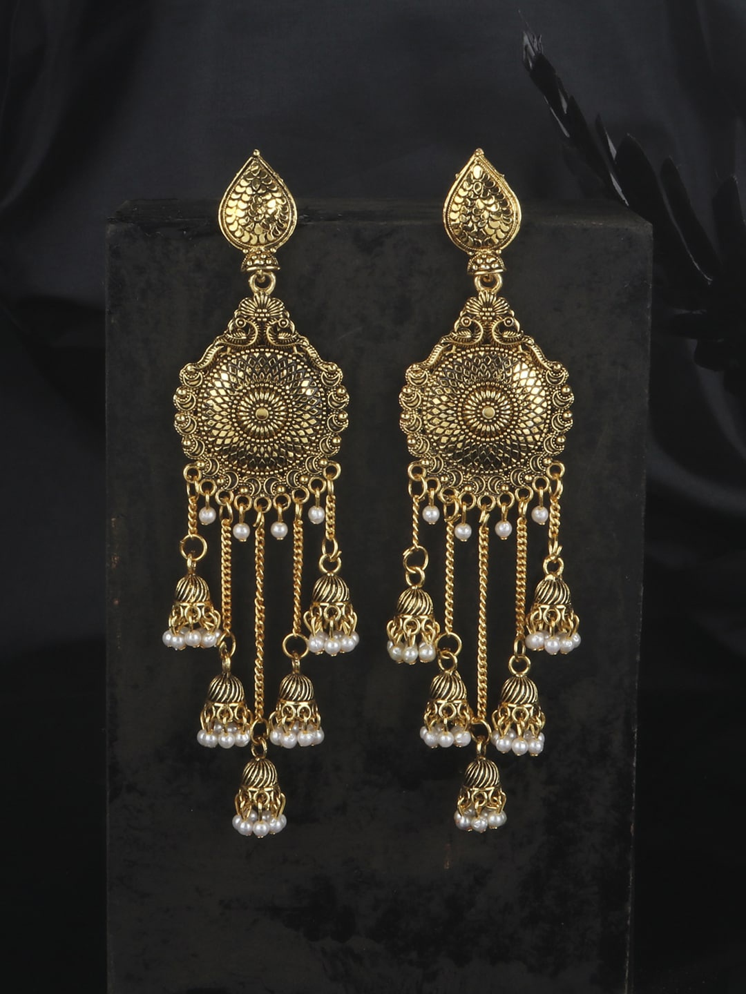 

ANIKAS CREATION Gold-Plated Classic Drop Earrings