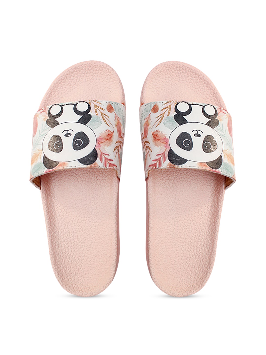 

FREECO Women Beige & White Printed Sliders
