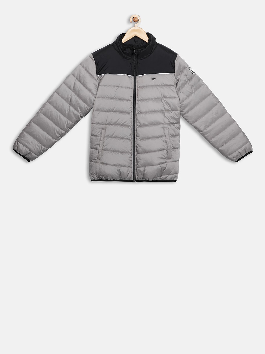 

t-base Unisex Kids Grey Colourblocked Lightweight Puffer Jacket