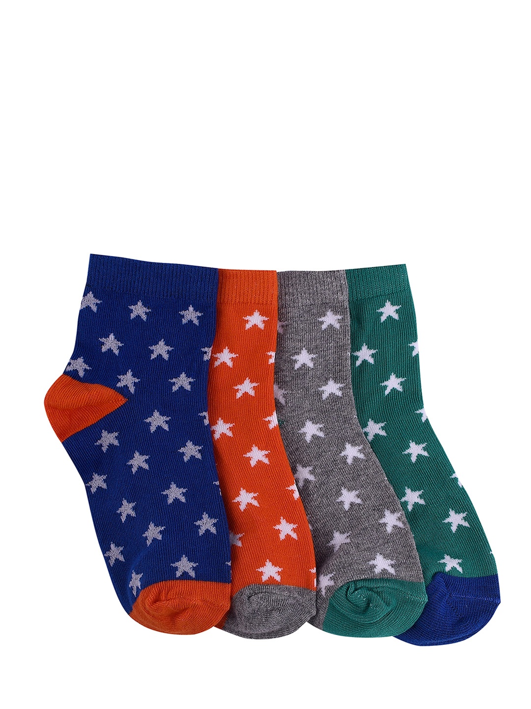 

FOOTPRINT 4 Pairs Infant Kids Patterned Ankle-Length Organic Cotton Socks, Orange