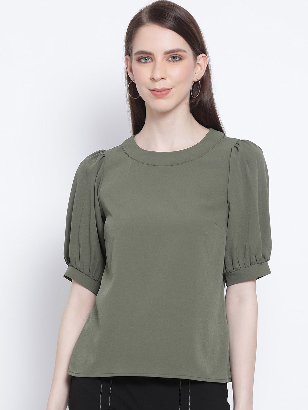 

Oxolloxo Women Olive Green Solid Top