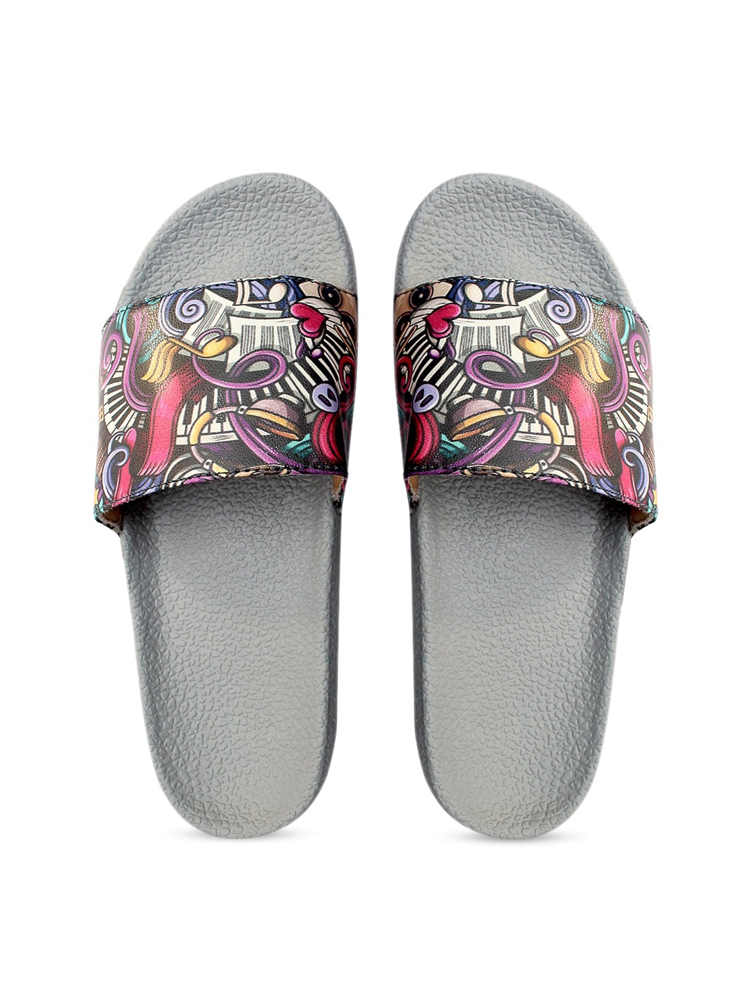 

FREECO Women Grey Printed Sliders