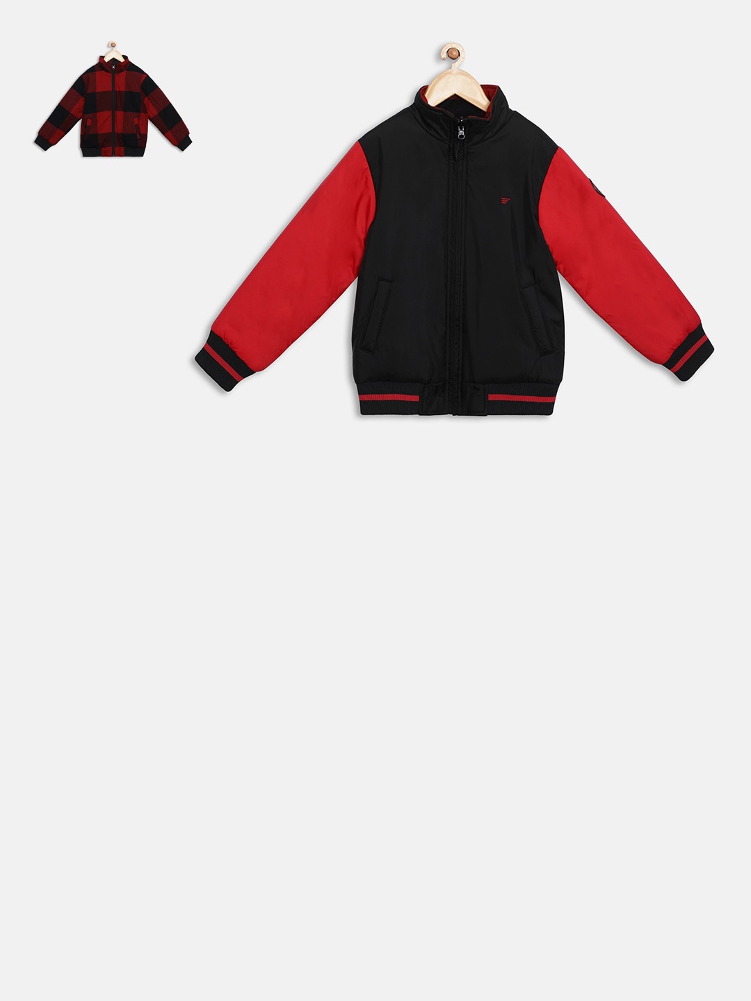 

t-base Unisex Kids Black Colourblocked Reversible Padded Jacket