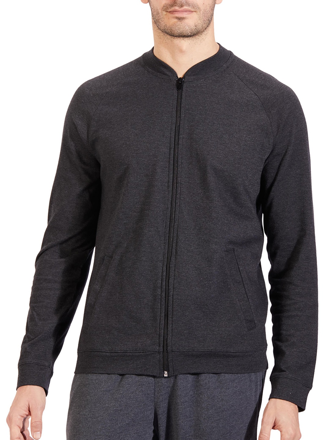 

Domyos By Decathlon Men Black Solid Tailored Training Jacket