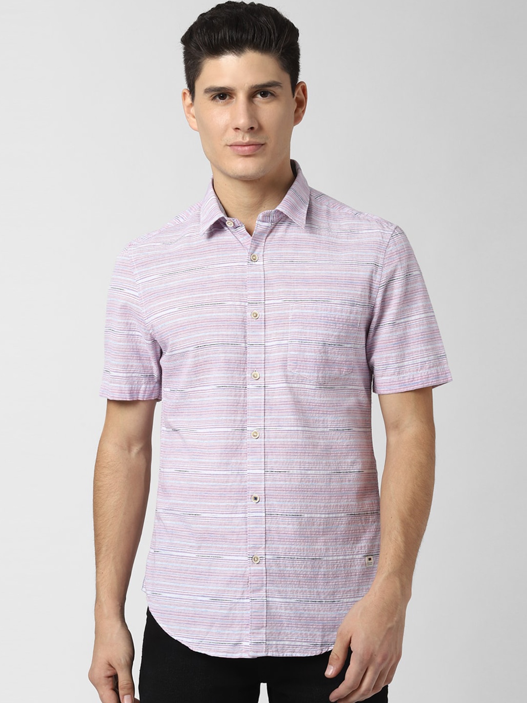 

Peter England Casuals Striped Cotton Casual Shirt, Pink