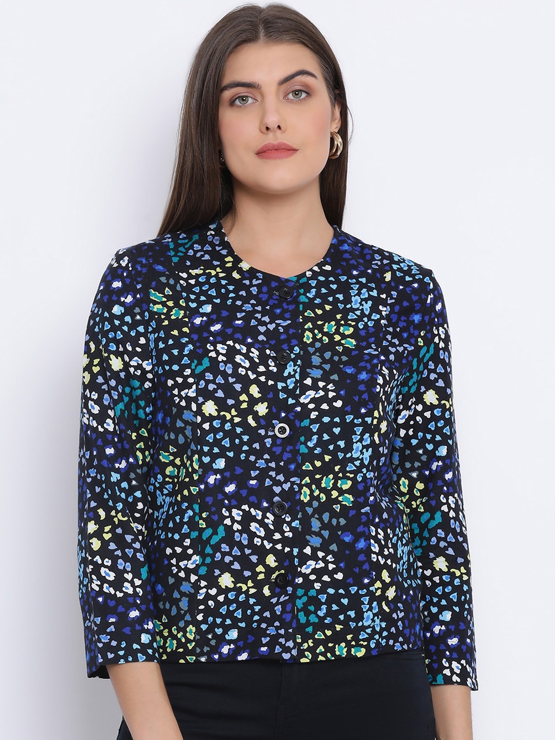 

Oxolloxo Women Multicoloured Printed Tailored Jacket, Multi
