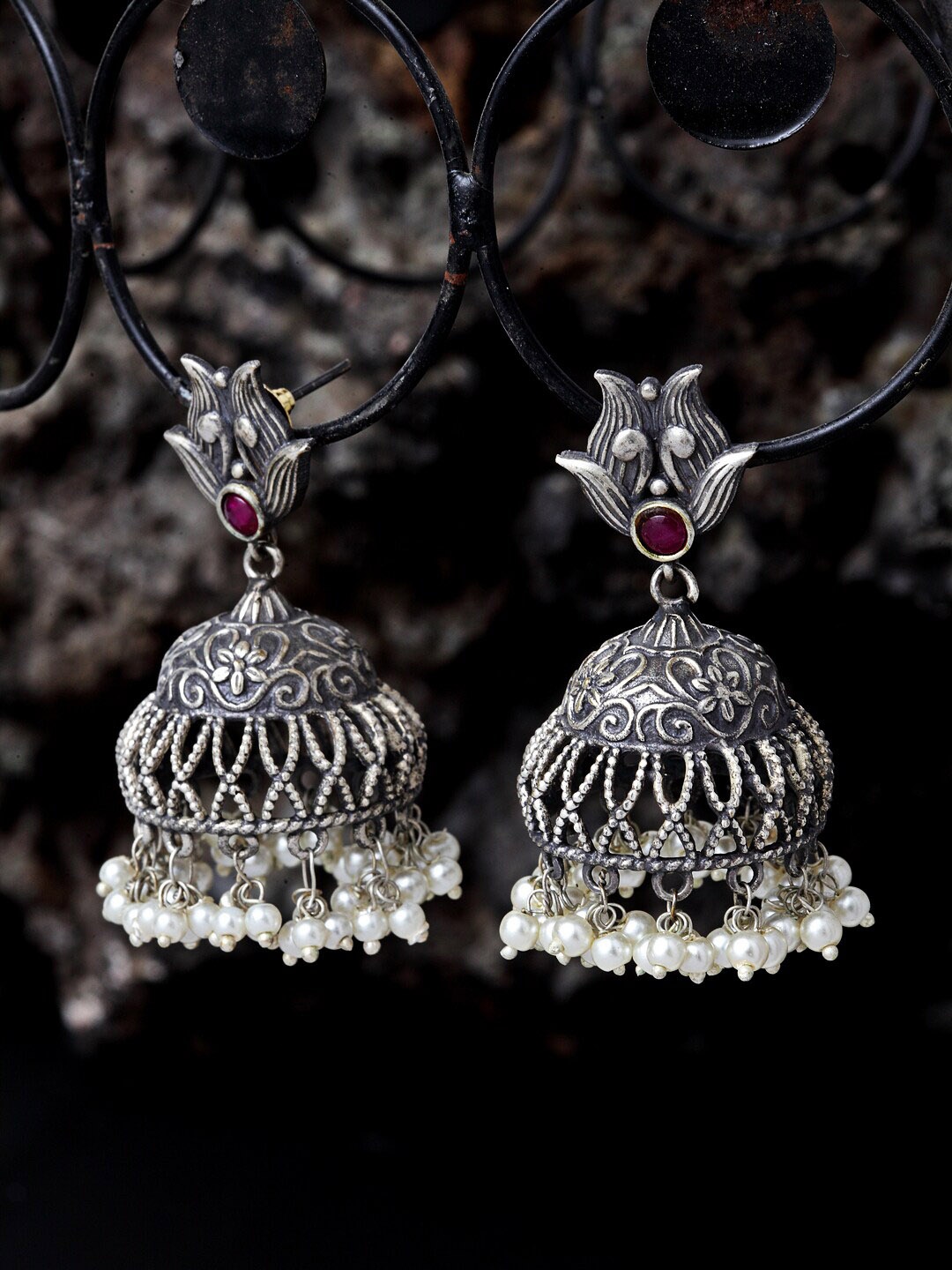 

Melani Borsa Silver-Plated Dome Shaped Jhumkas