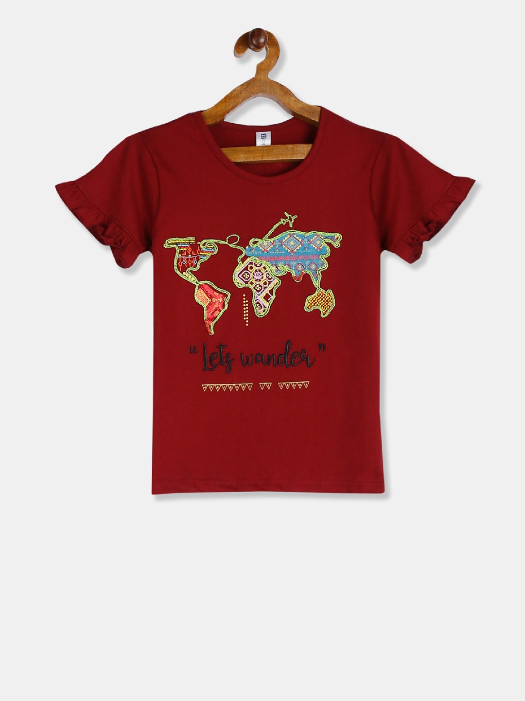 

Cherokee Girls Maroon Printed Round Neck T-shirt