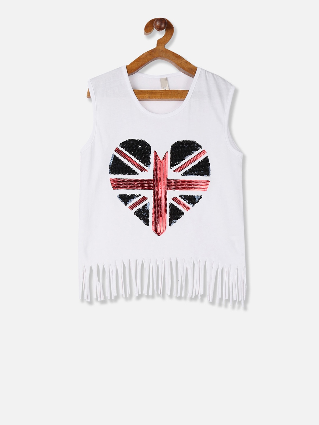 

Cherokee Girls White Flippy Sequin Round Neck T-shirt