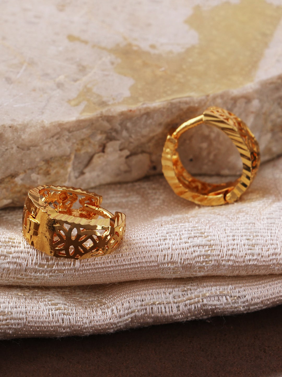 

ANIKAS CREATION Gold-Toned Circular Hoop Earrings