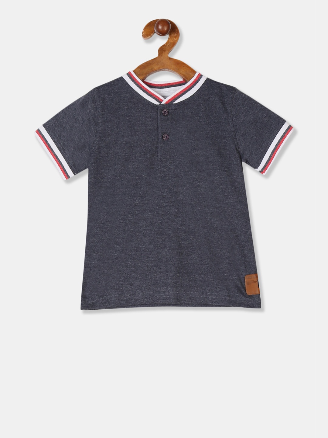Cherokee Boys Navy Blue Solid Henley Neck T-shirt
