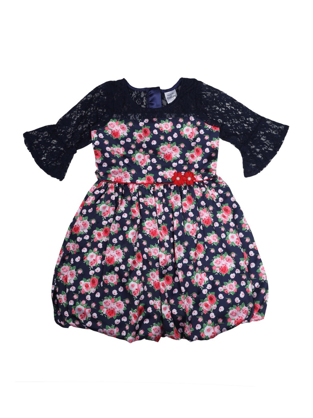 

Doodle Girls Navy Blue Printed Fit and Flare Dress