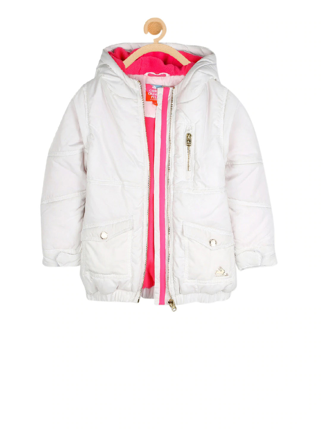 

Cherry Crumble Girls White Solid Open Front Jacket