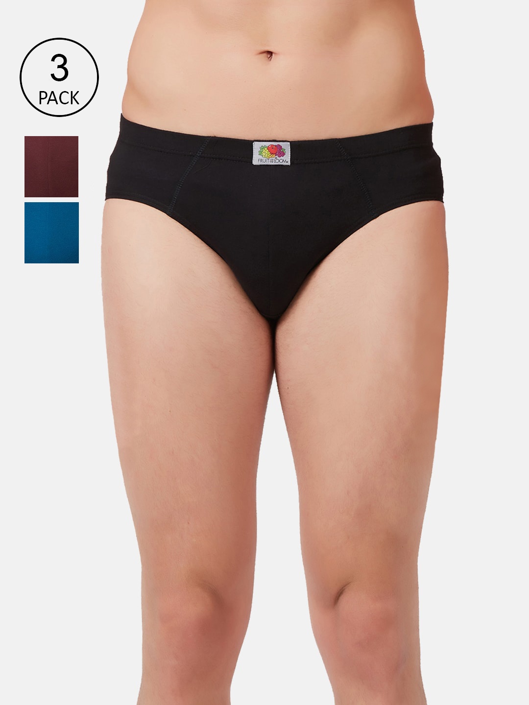 

Fruit of the loom Men Pack of 3 Assorted Solid Briefs MHB01-3P-A1S3