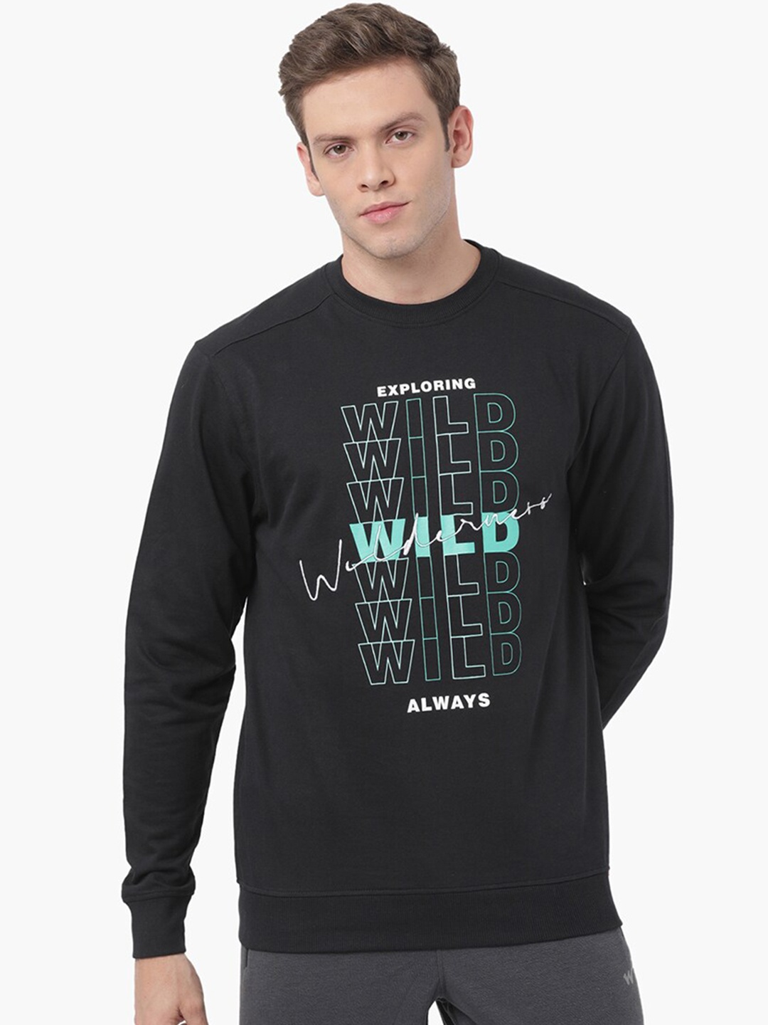 

Wildcraft Men Black & Blue Printed Sweatshirt