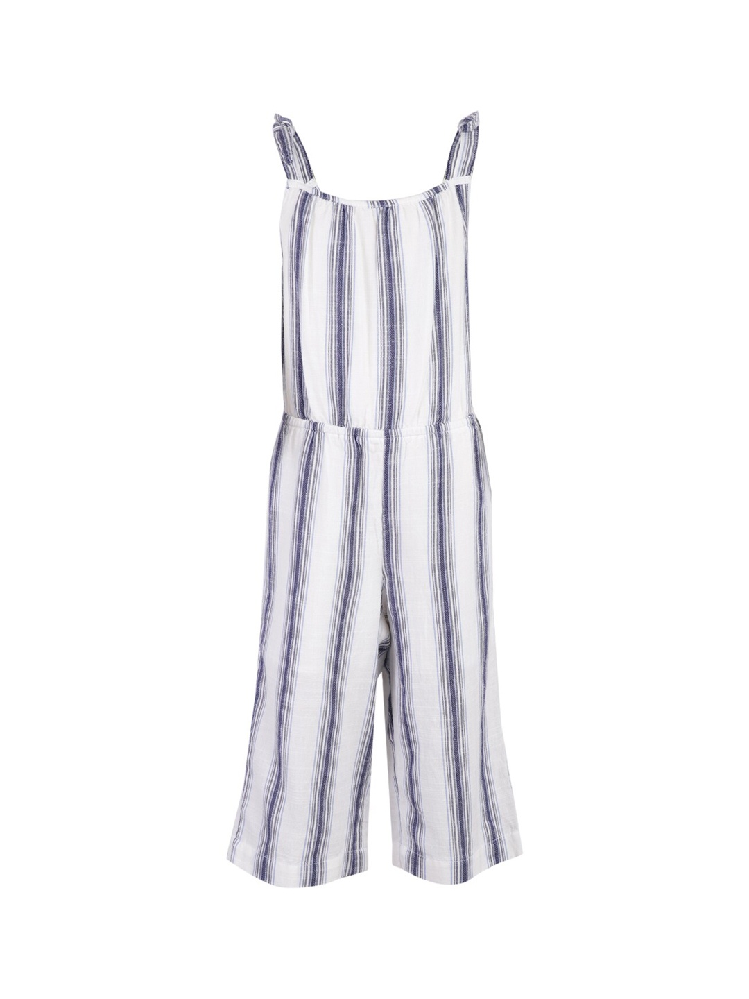 

A Little Fable Girls Blue & White Striped Basic Jumpsuit